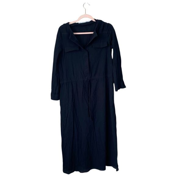 & OTHER STORIES Pocket Shirt Dress Black Size 8 Basic Capsule Chic - Picture 1 of 6